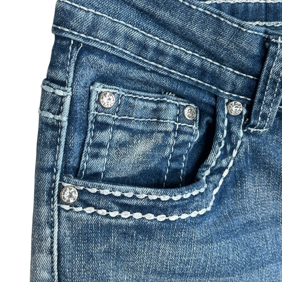 Vintage Sky Y2k Flare Jeans 7/8 Rhinestones Embroidered Indie Hipster Retro 90s - Picture 9 of 12